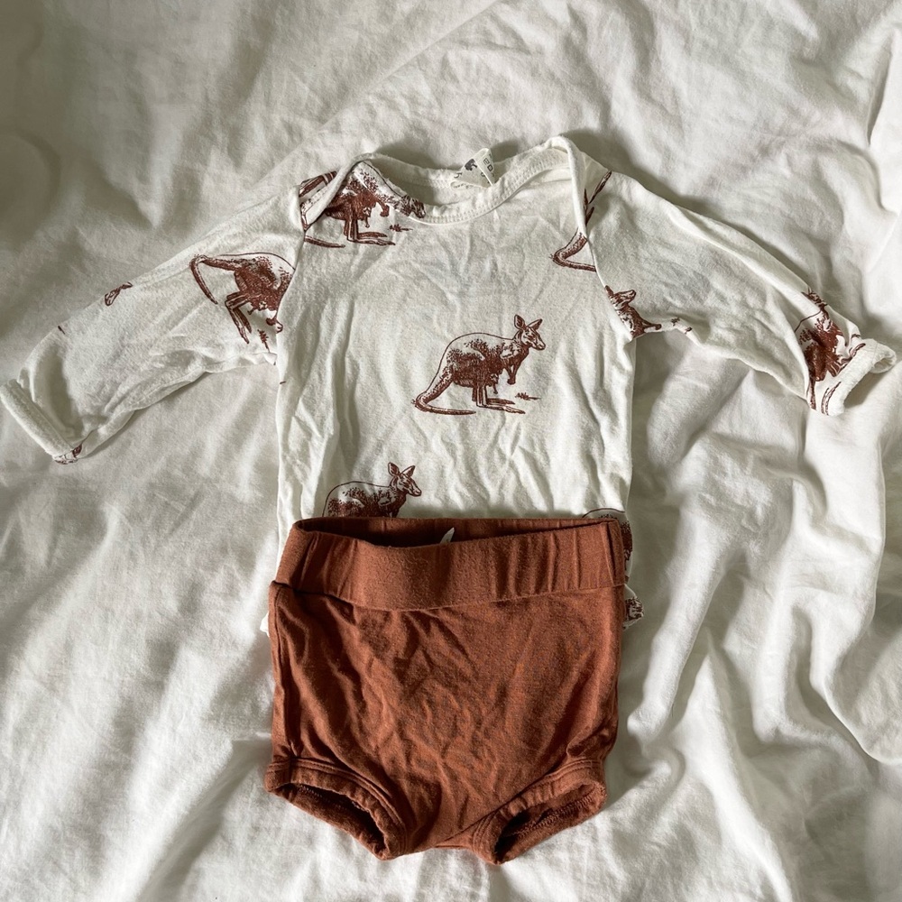 Kate Quinn Cream and Brown Baby Outfit